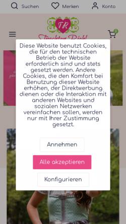 Vorschau der mobilen Webseite www.alpen-best-shop.de, Trachtenmoden Riehl