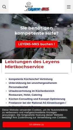 Vorschau der mobilen Webseite www.leyens-mks.de, Leyens MKS und Event Catering