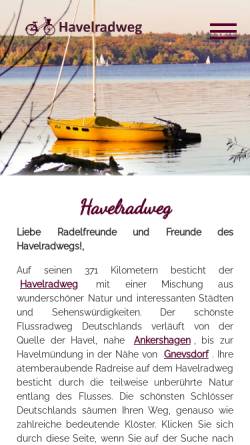 Vorschau der mobilen Webseite www.havelradweg.eu, Havelradweg