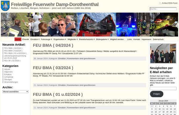Vorschau von www.feuerwehr-damp.de, Freiwillige Feuerwehr Damp-Dorotheenthal