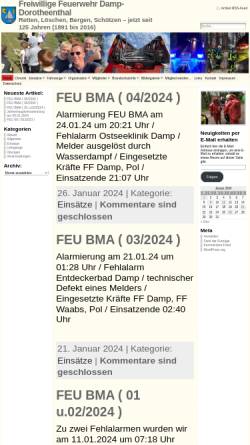 Vorschau der mobilen Webseite www.feuerwehr-damp.de, Freiwillige Feuerwehr Damp-Dorotheenthal
