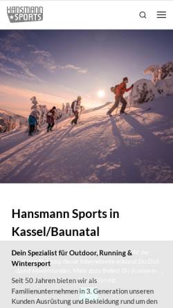 Vorschau der mobilen Webseite hansmann-sports.de, Hansmann Sports GmbH