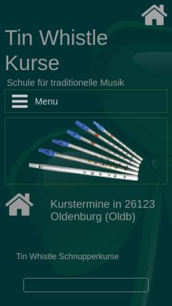 Vorschau der mobilen Webseite www.tinwhistlekurse.de, Tin Whistle Tipps