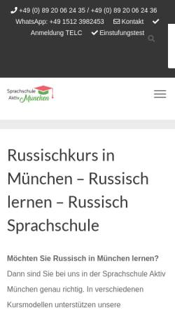 Vorschau der mobilen Webseite www.sprachschule-aktiv-muenchen.de, Russisch aktiv