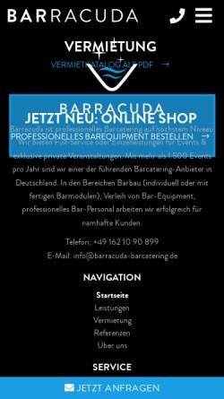 Vorschau der mobilen Webseite www.barracuda-barcatering.de, Barracuda Barcatering U.G.