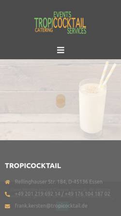 Vorschau der mobilen Webseite tropicocktail.de, Tropi Cocktail Barkeeping und Services
