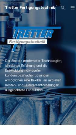 Vorschau der mobilen Webseite www.tretter-fertigungstechnik.de, Hermann Tretter - Fertigungstechnik