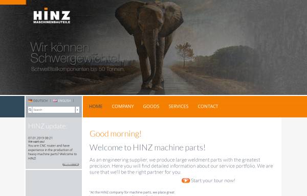 Vorschau von www.hinz-maschinenbauteile.de, Hinz GmbH