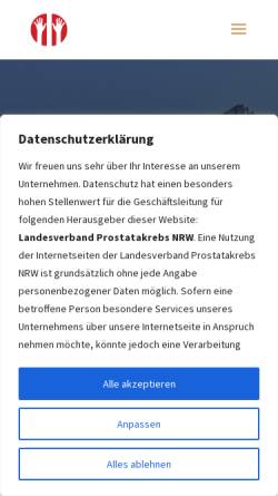 Vorschau der mobilen Webseite www.prostatakrebs-lps.de, Landesverband Prostatakrebs Selbsthilfe NRW e.V.