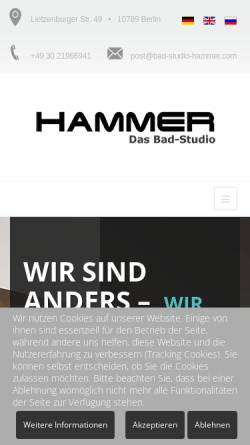 Vorschau der mobilen Webseite www.bad-studio-hammer.com, Hammer Bäder und Heizungs GmbH