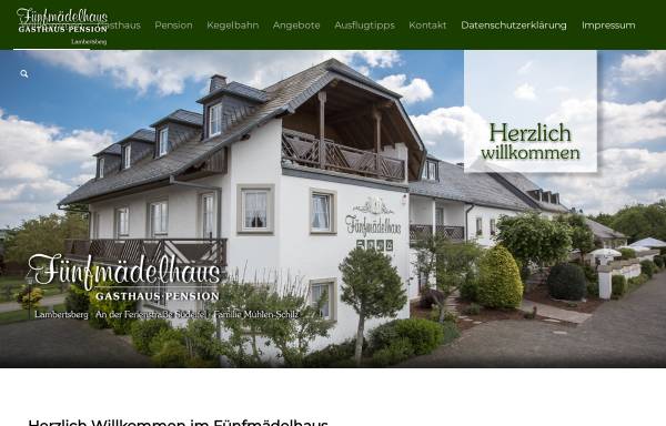 Vorschau von www.fuenfmaedelhaus.de, Gasthaus - Pension Fünfmädelhaus