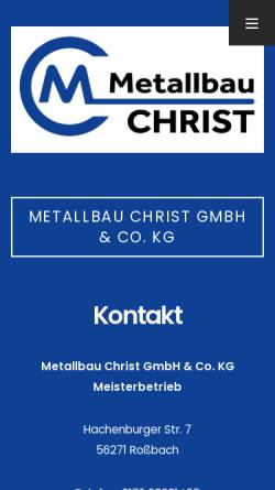 Vorschau der mobilen Webseite metallbau-christ.de, Metallbau Christ GmbH & CO. KG