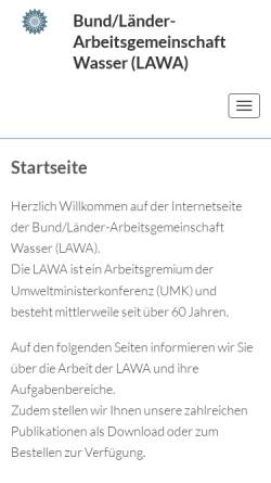 Vorschau der mobilen Webseite www.lawa.de, Bund/Länder-Arbeitsgemeinschaft Wasser - LAWA