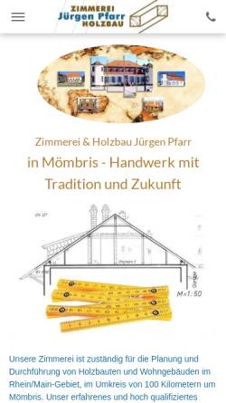 Vorschau der mobilen Webseite zimmerei-juergen-pfarr.de, Zimmerei + Holzbau Jürgen Pfarr