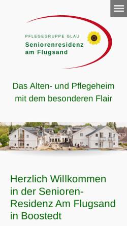 Vorschau der mobilen Webseite www.seniorenheim-boostedt.de, Senioren-Residenz Am Flugsand GmbH