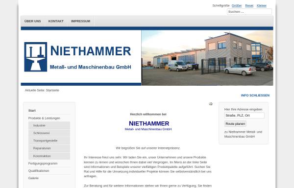 Vorschau von www.niethammer-metall.de, Niethammer Metall- und Maschinenbau GmbH