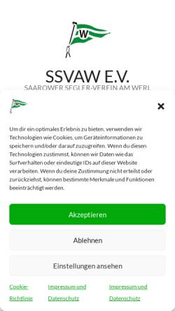 Vorschau der mobilen Webseite www.ssvaw.eu, Saarower Segler-Verein am Werl e.V.
