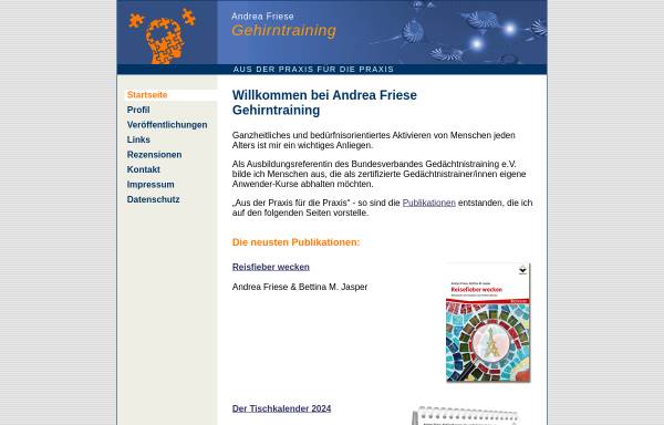 Vorschau von gripstraining.de, Andrea Friese Gehirntraining