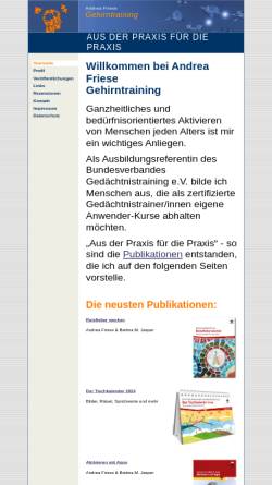 Vorschau der mobilen Webseite gripstraining.de, Andrea Friese Gehirntraining