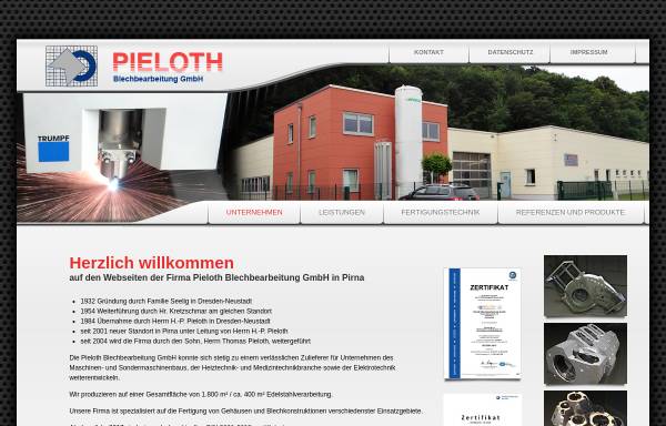 Vorschau von www.pieloth-blechbearbeitung.de, Pieloth Blechbearbeitung GmbH