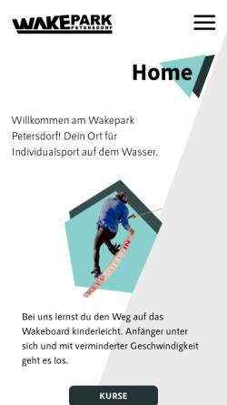 Vorschau der mobilen Webseite www.wakepark-petersdorf.de, Seeschloss Petersdorf