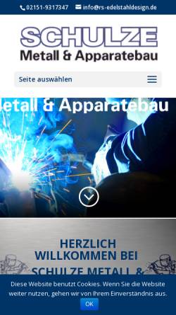 Vorschau der mobilen Webseite www.rs-edelstahldesign.de, Ralf Schulze Metall- und Apparatebau