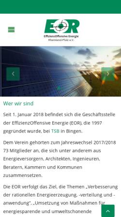 Vorschau der mobilen Webseite www.eor.de, EOR e.V.