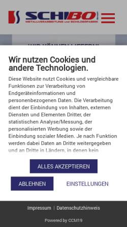 Vorschau der mobilen Webseite schilderfabrik-bohn.de, SchiBo GmbH - Schilderfabrik Bohn