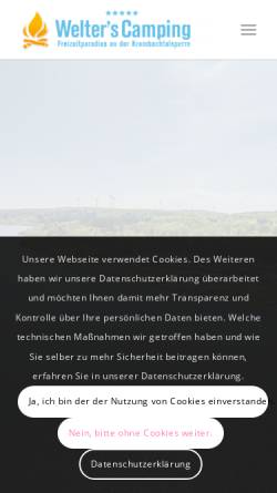 Vorschau der mobilen Webseite www.welters-camping.de, Welter's Camping und Freizeitparadies