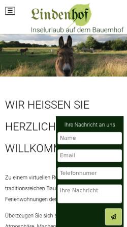 Vorschau der mobilen Webseite www.lindenhof-foehr.de, Lindenhof Föhr