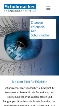 Vorschau der mobilen Webseite www.schuhmacher.de, Schuhmacher Präzisionsdrehteile GmbH