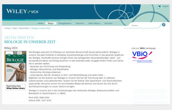 Vorschau von www.wiley-vch.de, Biologie in unserer Zeit