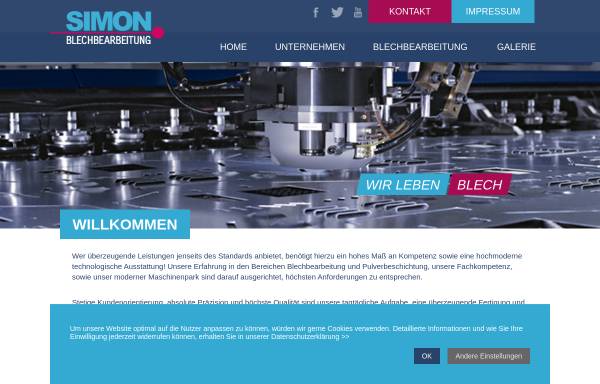 Vorschau von www.simon-blechbearbeitung.de, Simon GmbH Blechbearbeitung