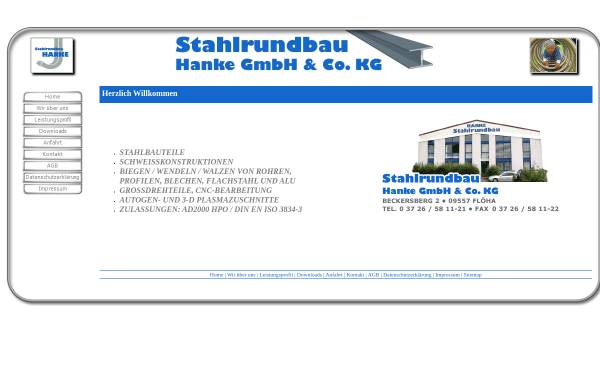 Vorschau von www.stahlrundbau.de, Stahlrundbau Hanke GmbH & Co. KG