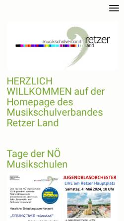 Vorschau der mobilen Webseite www.musikschuleretz.com, Regionalmusikschule Retz