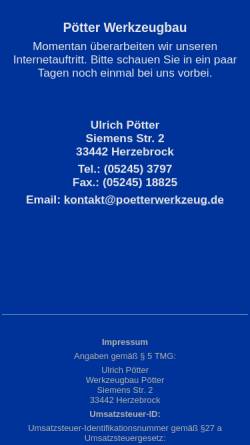 Vorschau der mobilen Webseite www.poetterwerkzeug.de, Ulrich Pötter Werkzeugbau