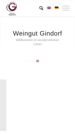 Vorschau der mobilen Webseite weingut-gindorf.de, Weingut und Gästepension Gindorf