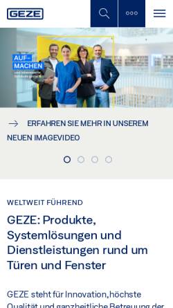 Vorschau der mobilen Webseite www.geze.ch, Geze Schweiz AG