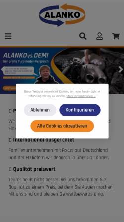 Vorschau der mobilen Webseite alanko.de, Alanko GmbH