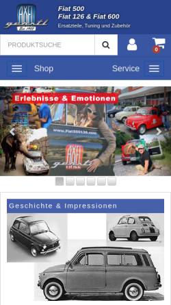 Vorschau der mobilen Webseite webshop.fiat500126.com, Fa. Axel Gerstl