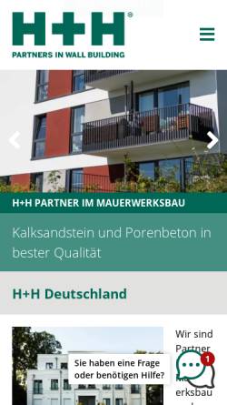 Vorschau der mobilen Webseite www.heidelberger-kalksandstein.de, Heidelberger Kalksandstein GmbH
