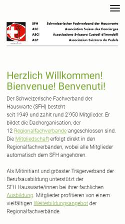 Vorschau der mobilen Webseite www.sfh.ch, Schweizerischer Fachverband der Hauswarte