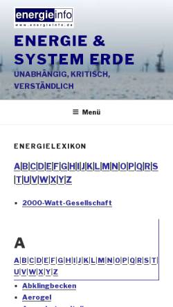 Vorschau der mobilen Webseite www.energieinfo.de, Energieglossar