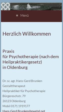 Vorschau der mobilen Webseite brunken-gestalttherapie.de, Dr. sc. agr. Hans-Gerd Brunken