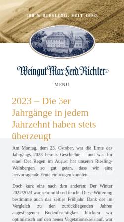 Vorschau der mobilen Webseite www.maxferdrichter.de, Weingut Max Ferd. Richter
