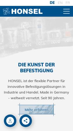 Vorschau der mobilen Webseite www.honsel.de, Honsel Umformtechnik GmbH