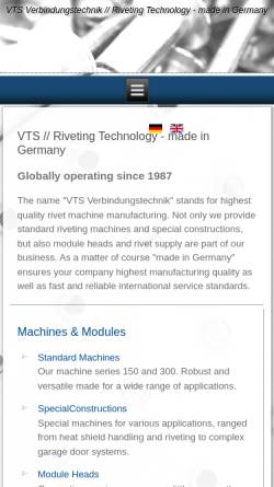 Vorschau der mobilen Webseite vts-verbindungstechnik.com, VTS Verbindungs Technischer Service OHG