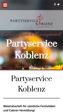 Vorschau der mobilen Webseite partyservice-koblenz.de, Catering Event Management Mario Schreiner