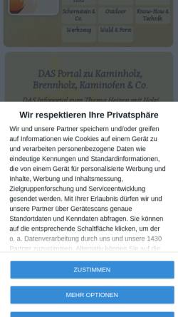 Vorschau der mobilen Webseite www.kaminholz-wissen.de, Wissenswertes über Kaminholz