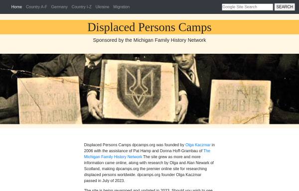 Vorschau von www.dpcamps.org, Displaced Persons' (DP) Camps (Liste)